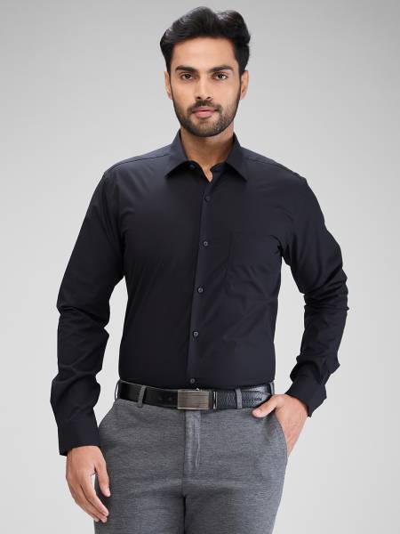 Raymond Men Solid Formal Black Shirt