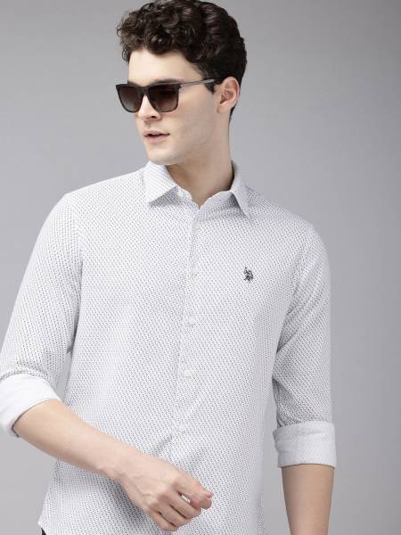 U.S. POLO ASSN. Men Printed Casual White Shirt