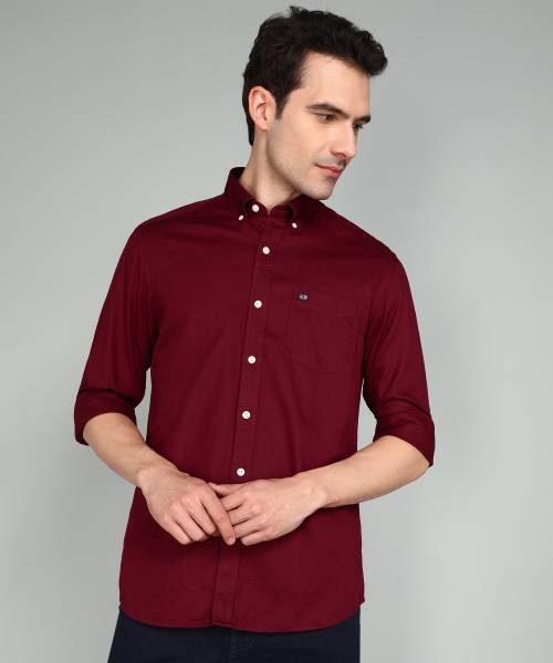 Arrow Sport Men Solid Casual Maroon Shirt