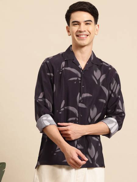 Mast & Harbour Men Printed Casual Black Shirt
