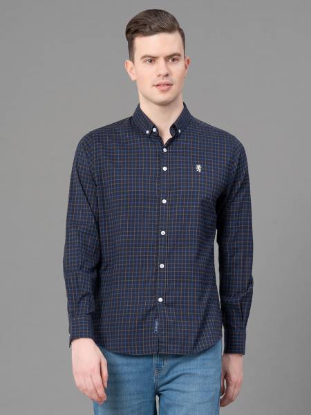 RED TAPE Men Checkered Casual Dark Blue, Blue, Grey Shirt