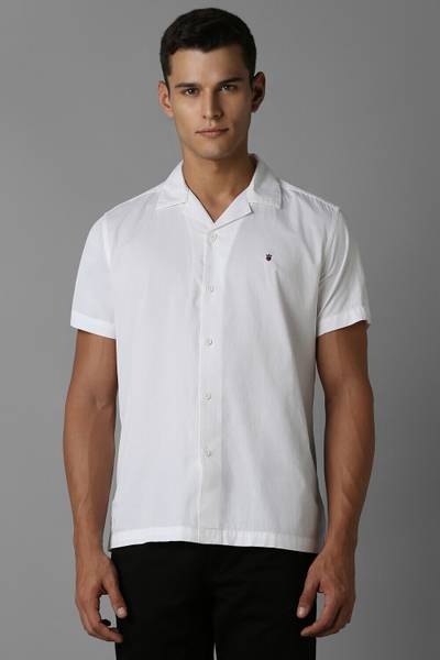 Louis Philippe Jeans Men Solid Casual White Shirt
