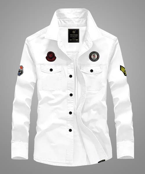 WOXEN Men Solid Casual White Shirt