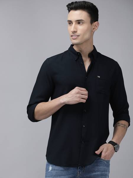 THE BEAR HOUSE Men Solid Casual Blue Shirt