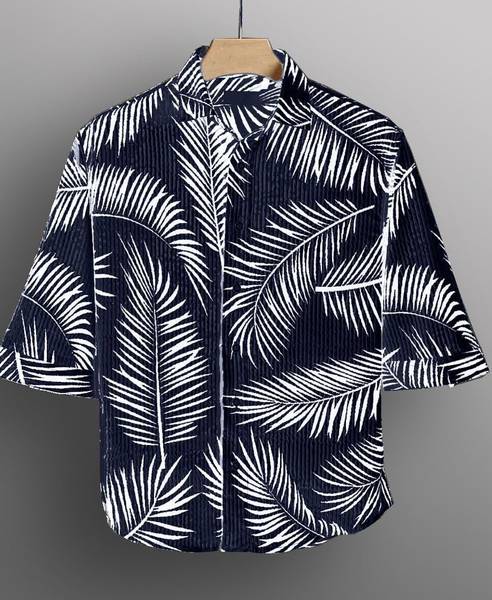 COMBRAIDED Men Printed Casual Blue, White Shirt