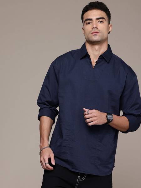 Roadster Men Solid Casual Blue Shirt