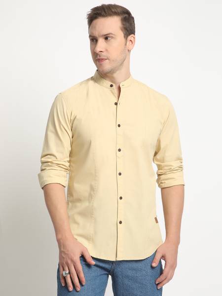 Roadster Men Solid Casual Beige Shirt