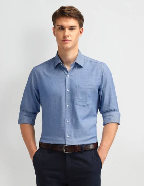 ARROW Men Solid Formal Blue Shirt