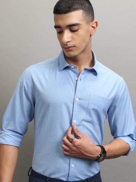 HIGHLANDER Men Solid Formal Light Blue Shirt