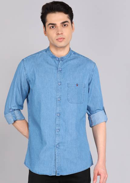 Louis Philippe Jeans Men Solid Casual Blue Shirt