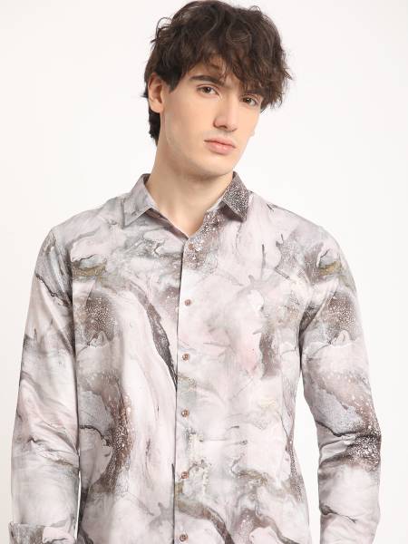 THE BEAR HOUSE Men Printed Casual Brown Shirt