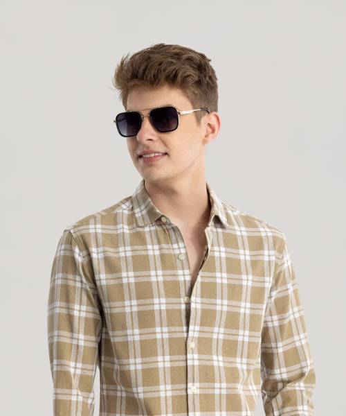 EIGHTEEN UP Men Checkered Casual Brown Shirt