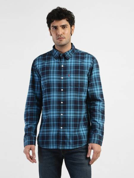 LEVI'S Men Checkered Casual Blue Shirt