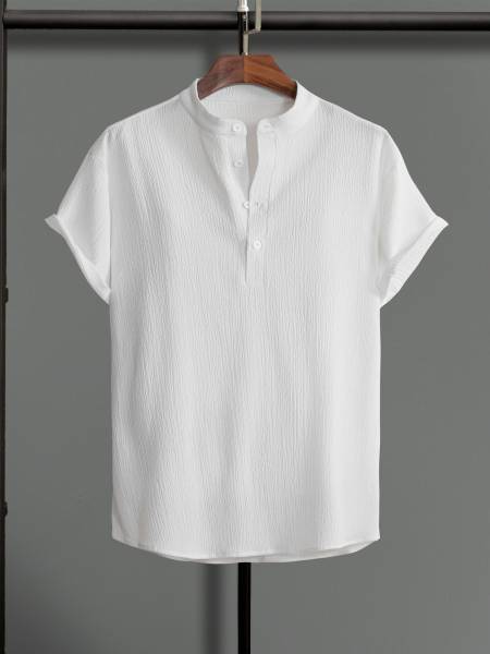 Wuxi Men Solid Casual White Shirt