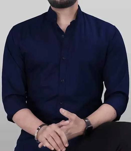 Neviq Men Solid Formal Blue Shirt