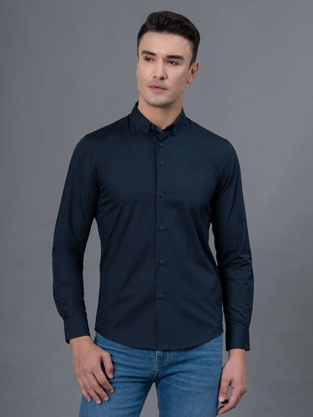 RED TAPE Men Solid Casual Dark Blue Shirt