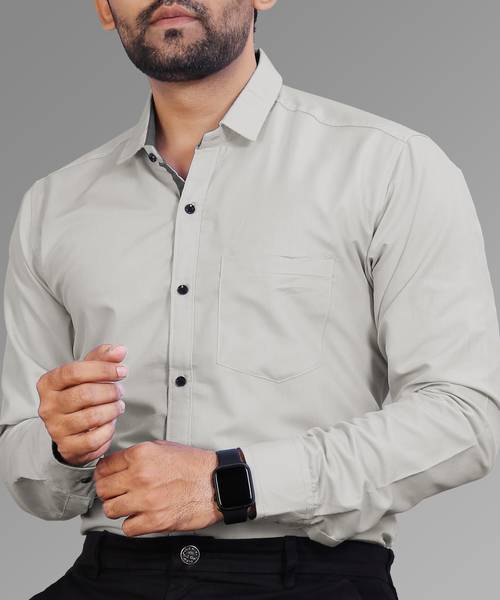 VeBNoR Men Solid Formal Grey Shirt