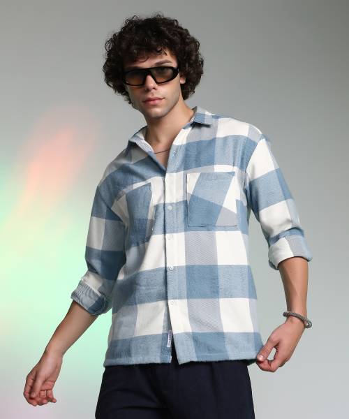 CAMPUS SUTRA Men Checkered Casual Blue Shirt