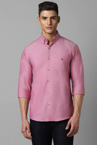 LOUIS PHILIPPE Men Solid Casual Pink Shirt
