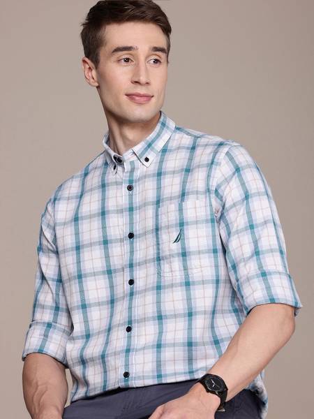 NAUTICA Men Checkered Casual White Shirt