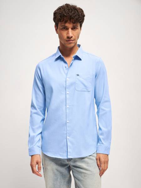 THE BEAR HOUSE Men Solid Casual Blue Shirt