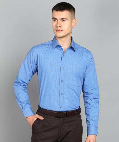 Raymond Men Solid Formal Blue Shirt