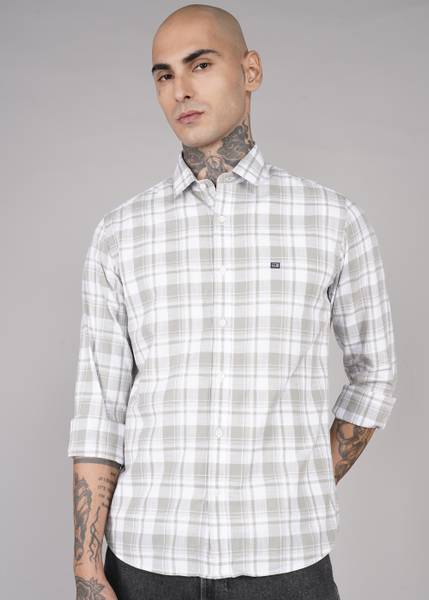 ARROW Men Checkered Casual Grey Shirt