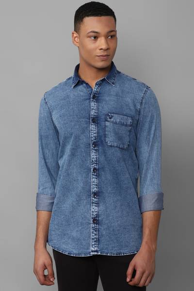 Allen Solly Men Solid Casual Blue Shirt