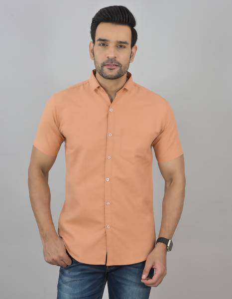 HUMAX Men Solid Casual Pink Shirt