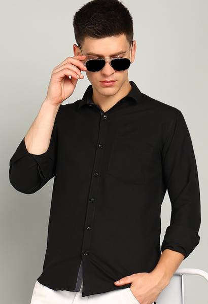 METRONAUT Men Solid Casual Black Shirt