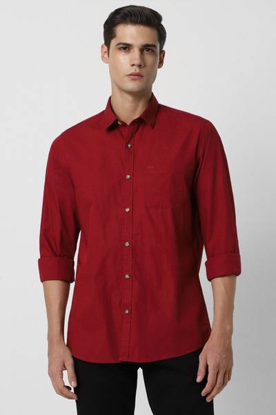 PETER ENGLAND Men Solid Casual Red Shirt