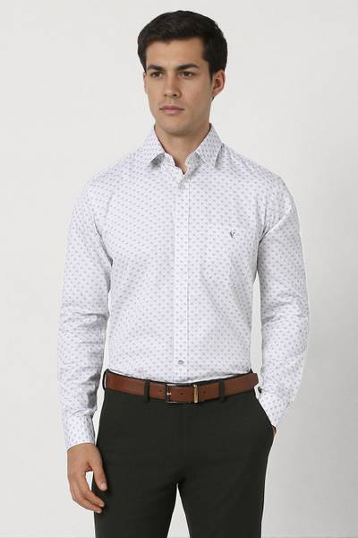 VAN HEUSEN Men Printed Formal White Shirt