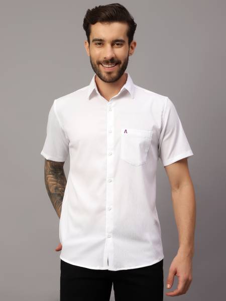 Apektra Men Solid Casual White Shirt