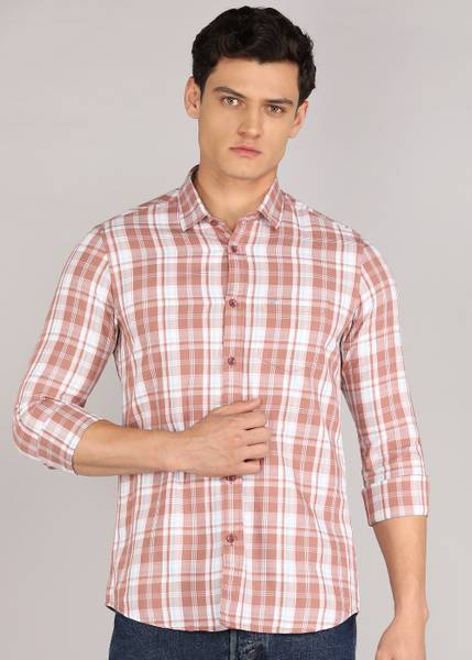 KILLER Men Checkered Casual Pink Shirt