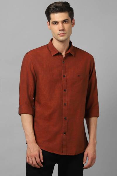 LOUIS PHILIPPE Men Solid Casual Brown Shirt