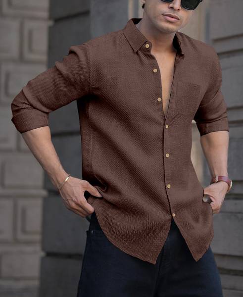 AATIVYA Men Solid Casual White Shirt