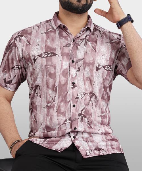 VeBNoR Men Printed Casual Pink Shirt