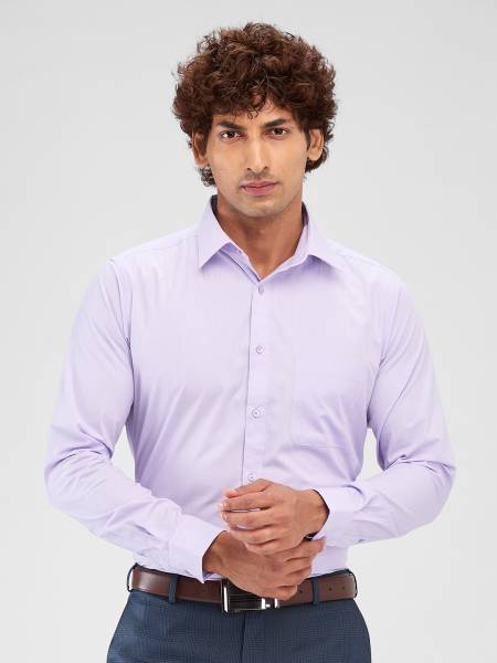 Raymond Men Solid Formal Purple Shirt