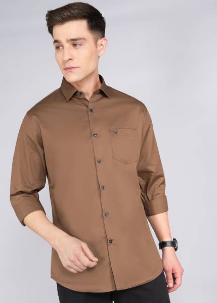 Allen Solly Men Solid Casual Brown Shirt