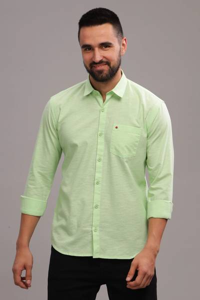 BS BLUE SQUAD Men Solid Casual Green Shirt