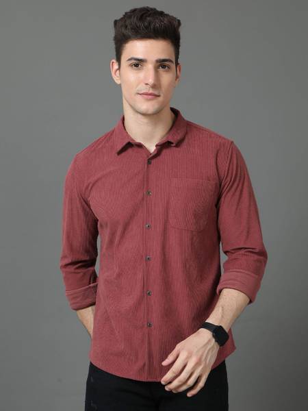 HERE&NOW Men Striped Casual Red Shirt