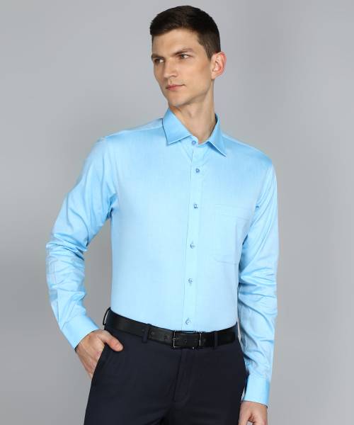 Raymond Men Self Design Formal Light Blue Shirt