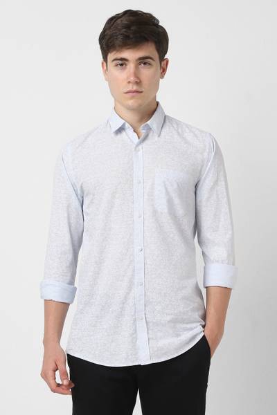 PETER ENGLAND Men Printed Casual Light Blue Shirt