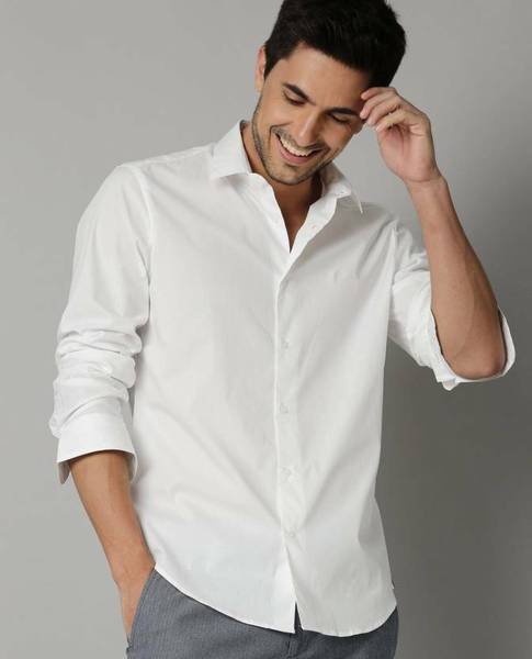 EIGHTEEN UP Men Solid Casual White Shirt