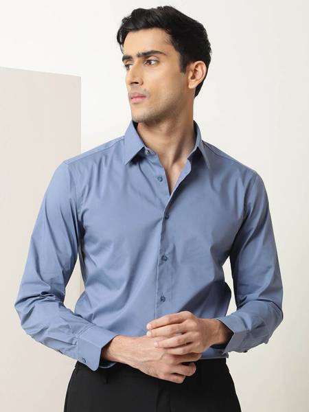 RARE RABBIT Men Solid Casual Grey Shirt