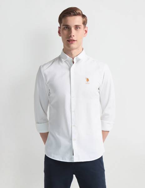 U.S. POLO ASSN. Men Solid Casual White Shirt