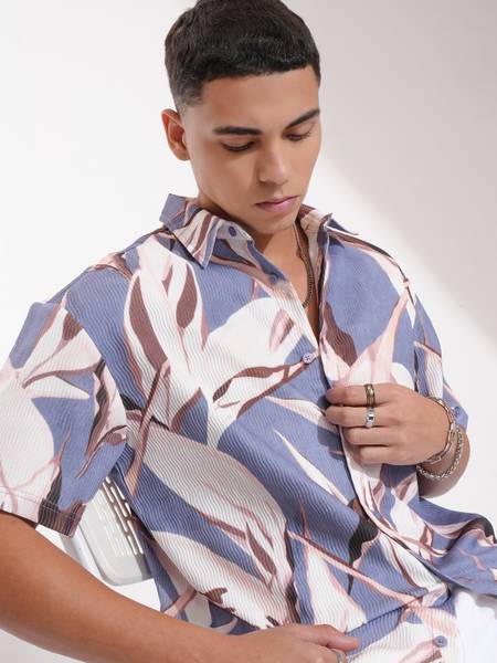 HIGHLANDER Men Printed Casual Blue Shirt