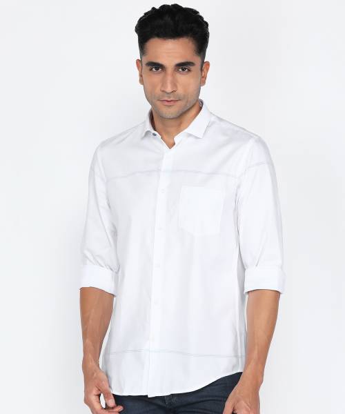 PETER ENGLAND Men Striped Casual White Shirt