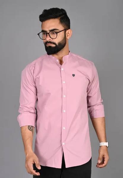 FUBAR Men Solid Casual Pink Shirt