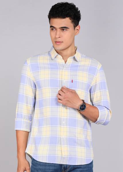 LEVI'S Men Checkered Casual Yellow Shirt